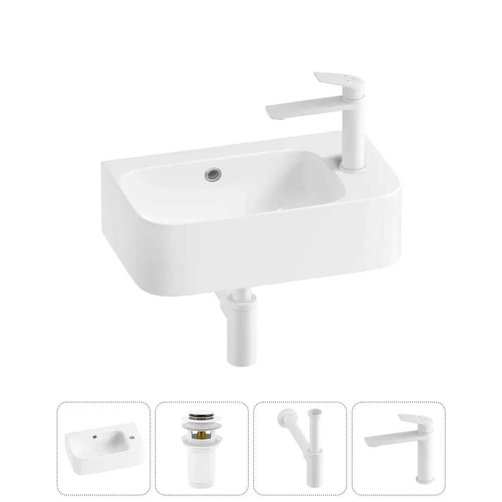 Фото 12 Раковина накладная подвесная Lavinia Boho Bathroom Sink 45x27 20216508R с донным клапаном, сифоном и смесителем цвет матовый белый Фото 12 Раковина накладная подвесная Lavinia Boho Bathroom Sink 45x27 20216508R с донным клапаном, сифоном и смесителем цвет матовый белый