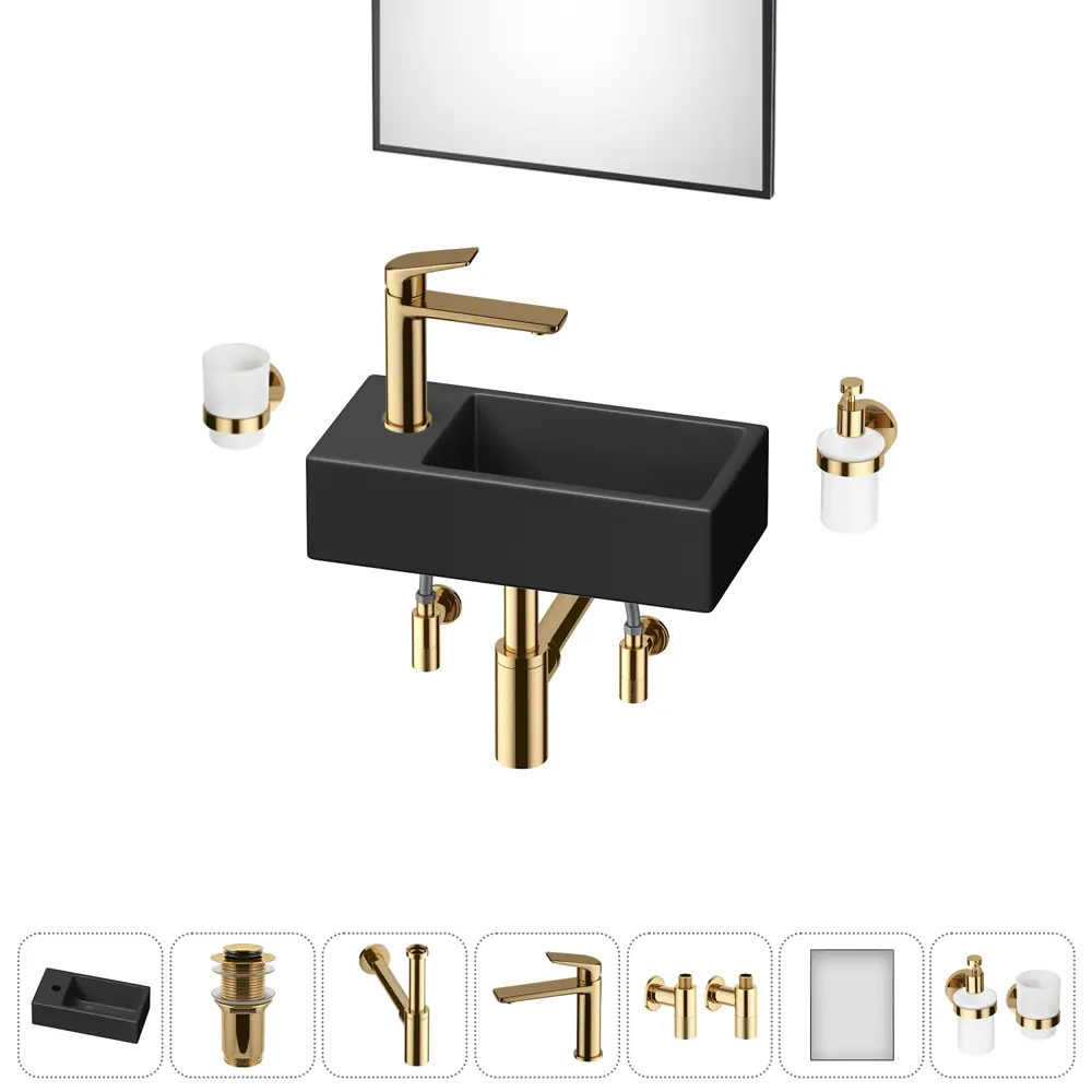 Фото 7 Раковина накладная подвесная Lavinia Boho Bathroom Sink 40x20 20219596R в комплекте для ванной комнаты цвет золото Фото 7 Раковина накладная подвесная Lavinia Boho Bathroom Sink 40x20 20219596R в комплекте для ванной комнаты цвет золото
