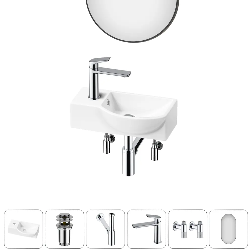 Фото 4 Раковина накладная подвесная Lavinia Boho Bathroom Sink 40x23 20219597R в комплекте для ванной комнаты цвет хром Фото 4 Раковина накладная подвесная Lavinia Boho Bathroom Sink 40x23 20219597R в комплекте для ванной комнаты цвет хром