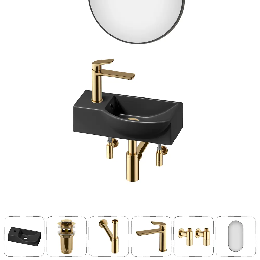 Фото 13 Раковина накладная подвесная Lavinia Boho Bathroom Sink 40x23 20219607R в комплекте для ванной комнаты цвет золото Фото 13 Раковина накладная подвесная Lavinia Boho Bathroom Sink 40x23 20219607R в комплекте для ванной комнаты цвет золото