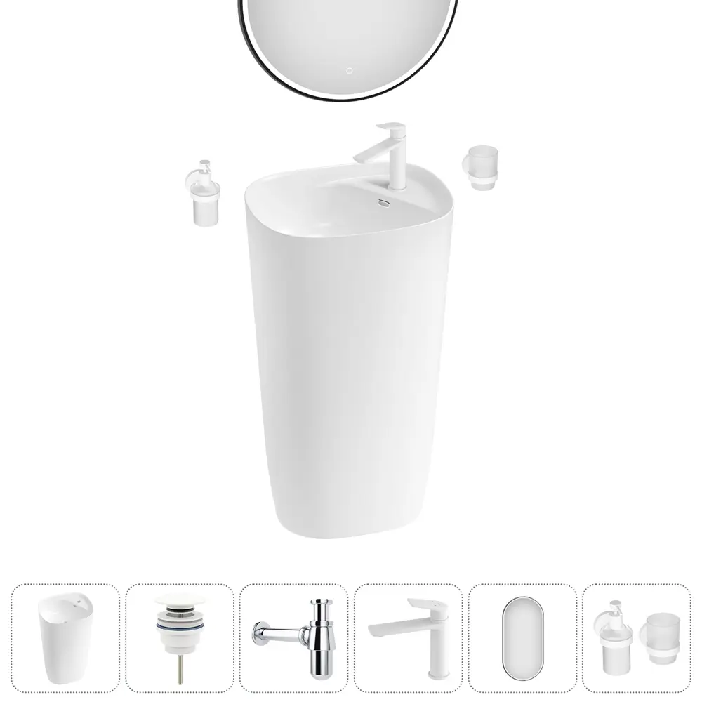 Фото 9 Раковина Lavinia boho bathroom sink 20219408R 50см цвет раковина 6 в 1: донный клапан, сифон, смеситель, зеркало, аксессуары Фото 9 Раковина Lavinia boho bathroom sink 20219408R 50см цвет раковина 6 в 1: донный клапан, сифон, смеситель, зеркало, аксессуары