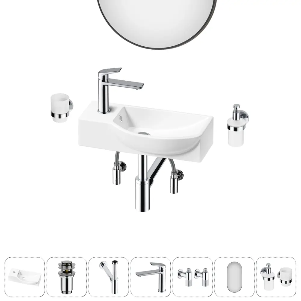 Фото 5 Раковина накладная подвесная Lavinia Boho Bathroom Sink 45x24 20219629R в комплекте для ванной комнаты цвет хром Фото 5 Раковина накладная подвесная Lavinia Boho Bathroom Sink 45x24 20219629R в комплекте для ванной комнаты цвет хром