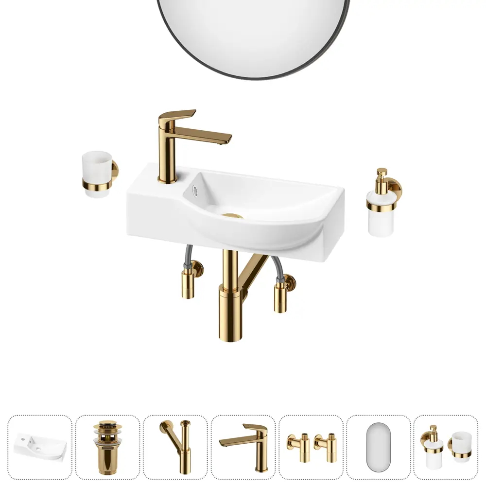 Фото 10 Раковина накладная подвесная Lavinia Boho Bathroom Sink 45x24 20219631R в комплекте для ванной комнаты цвет золото Фото 10 Раковина накладная подвесная Lavinia Boho Bathroom Sink 45x24 20219631R в комплекте для ванной комнаты цвет золото