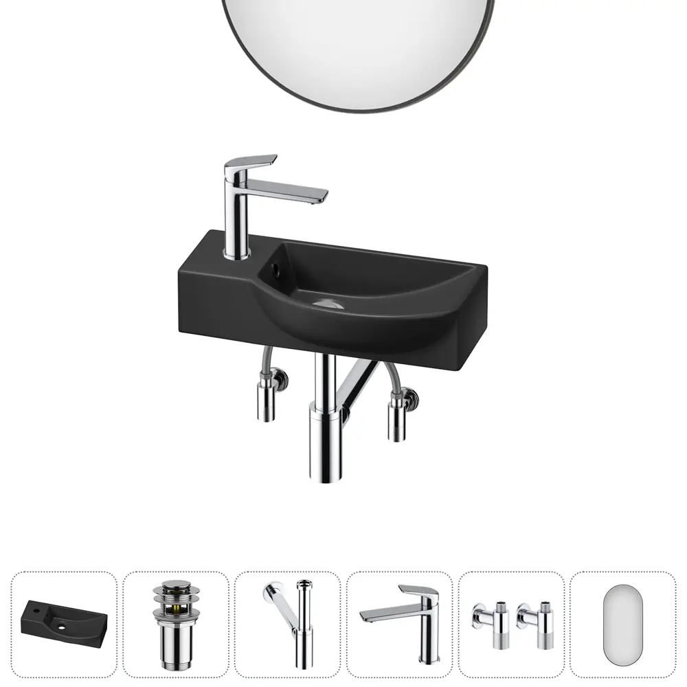 Фото 5 Раковина накладная подвесная Lavinia Boho Bathroom Sink 45x24 20219633R в комплекте для ванной комнаты цвет хром Фото 5 Раковина накладная подвесная Lavinia Boho Bathroom Sink 45x24 20219633R в комплекте для ванной комнаты цвет хром