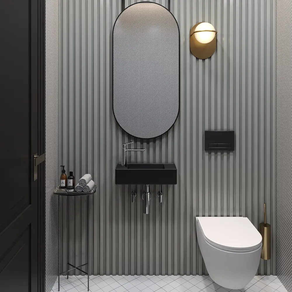 Фото 3 Раковина накладная подвесная Lavinia Boho Bathroom Sink 43x18 20219733R в комплекте для ванной комнаты цвет золото