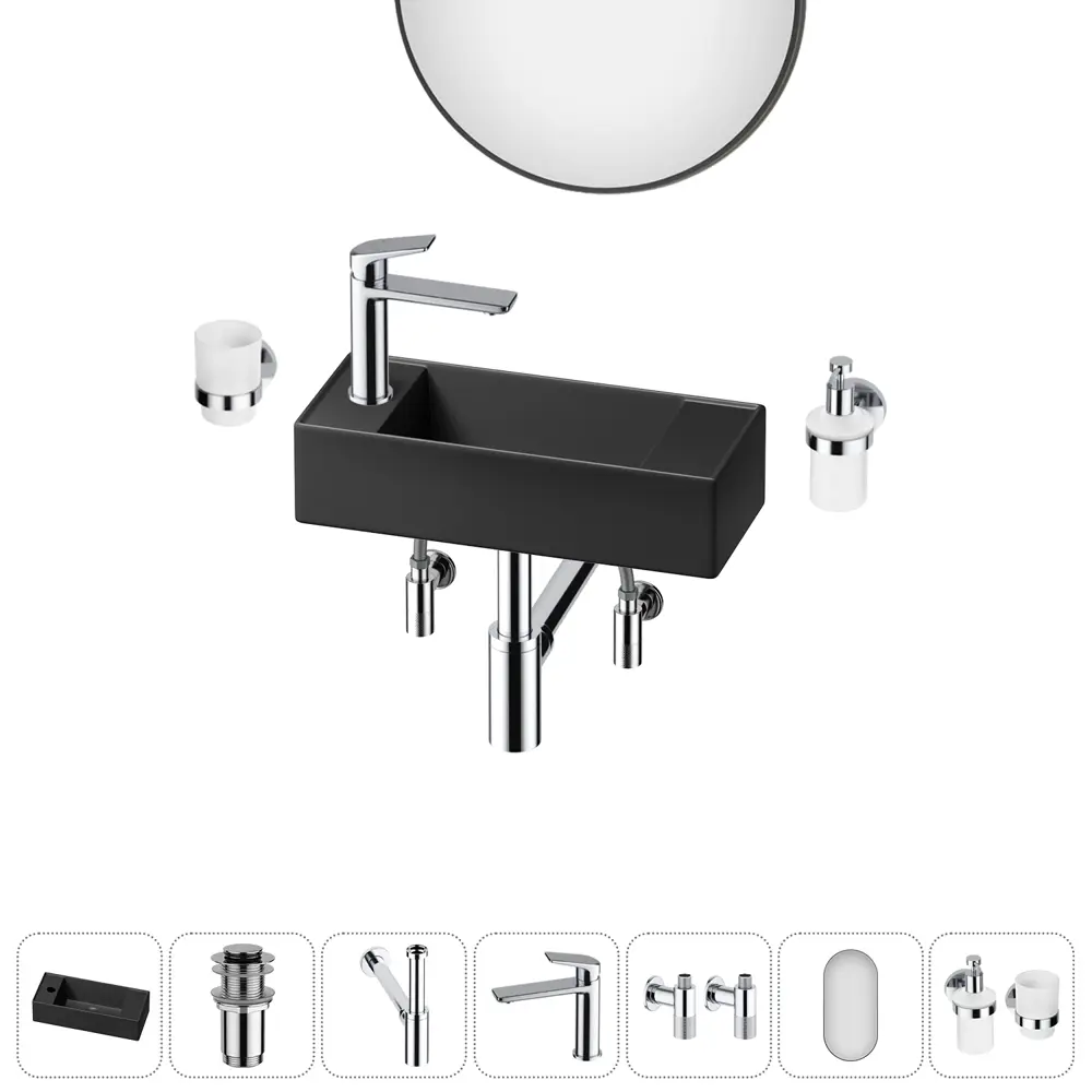 Фото 9 Раковина накладная подвесная Lavinia Boho Bathroom Sink 43x18 20219734R в комплекте для ванной комнаты цвет хром Фото 9 Раковина накладная подвесная Lavinia Boho Bathroom Sink 43x18 20219734R в комплекте для ванной комнаты цвет хром