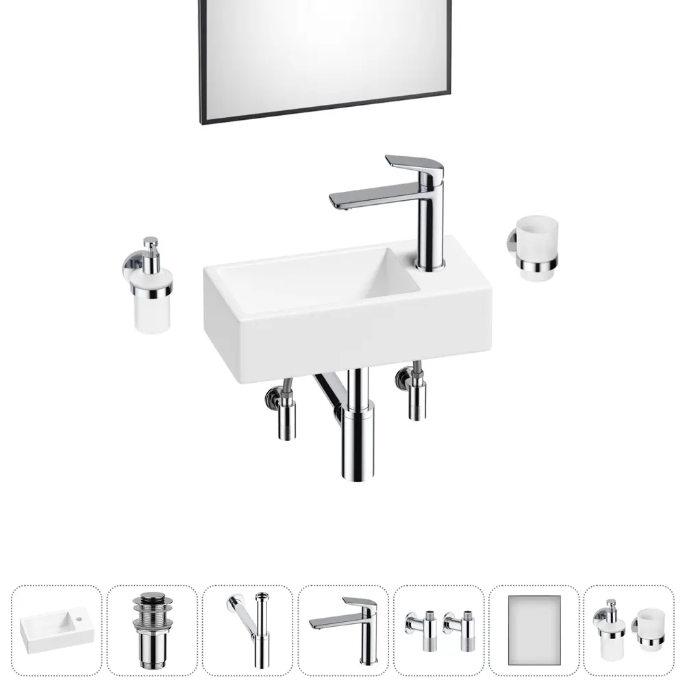 Фото 14 Раковина накладная подвесная Lavinia Boho Bathroom Sink 40x20 20219573R в комплекте для ванной комнаты цвет хром Фото 14 Раковина накладная подвесная Lavinia Boho Bathroom Sink 40x20 20219573R в комплекте для ванной комнаты цвет хром