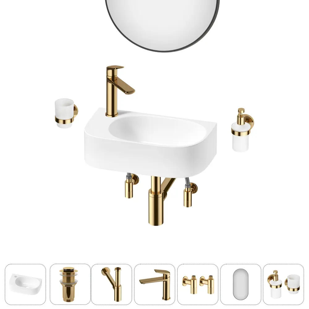 Фото 9 Раковина накладная подвесная Lavinia Boho Bathroom Sink 40x22 20219757R в комплекте для ванной комнаты цвет золото Фото 9 Раковина накладная подвесная Lavinia Boho Bathroom Sink 40x22 20219757R в комплекте для ванной комнаты цвет золото