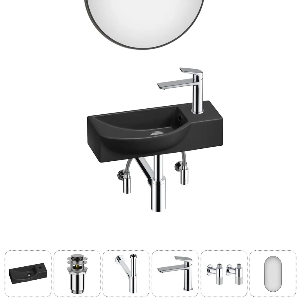Фото 8 Раковина накладная подвесная Lavinia Boho Bathroom Sink 45x24 20219647R в комплекте для ванной комнаты цвет хром Фото 8 Раковина накладная подвесная Lavinia Boho Bathroom Sink 45x24 20219647R в комплекте для ванной комнаты цвет хром