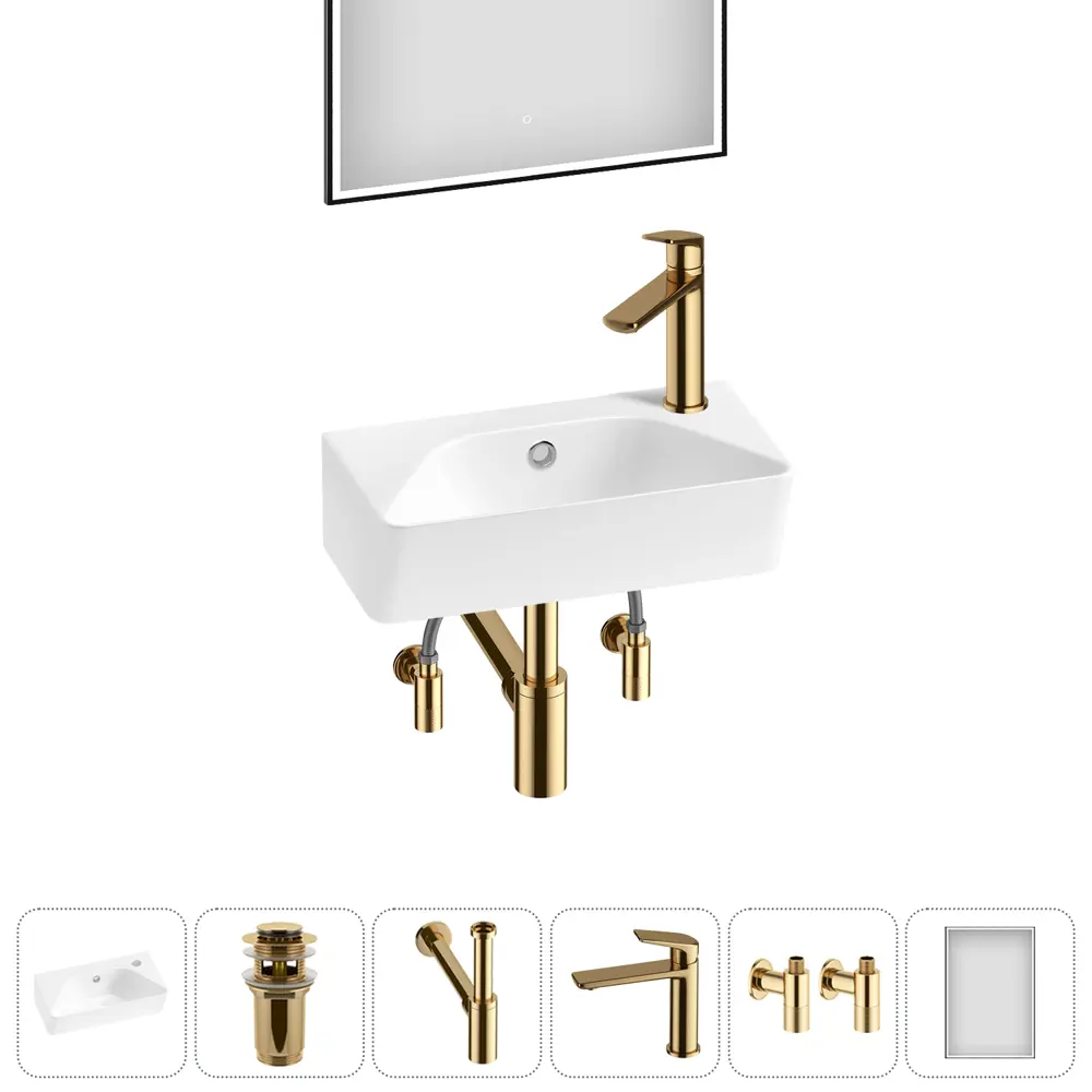 Фото 12 Раковина накладная подвесная Lavinia Boho Bathroom Sink 40x22 20219795R в комплекте для ванной комнаты цвет золото Фото 12 Раковина накладная подвесная Lavinia Boho Bathroom Sink 40x22 20219795R в комплекте для ванной комнаты цвет золото