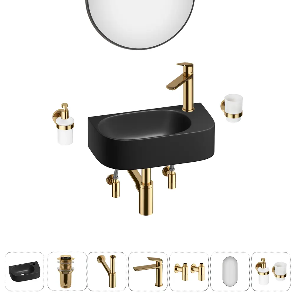 Фото 14 Раковина накладная подвесная Lavinia Boho Bathroom Sink 40x22 20219750R в комплекте для ванной комнаты цвет золото Фото 14 Раковина накладная подвесная Lavinia Boho Bathroom Sink 40x22 20219750R в комплекте для ванной комнаты цвет золото