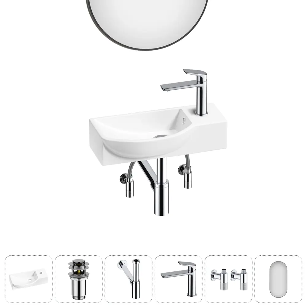 Фото 12 Раковина накладная подвесная Lavinia Boho Bathroom Sink 45x24 20219639R в комплекте для ванной комнаты цвет хром Фото 12 Раковина накладная подвесная Lavinia Boho Bathroom Sink 45x24 20219639R в комплекте для ванной комнаты цвет хром