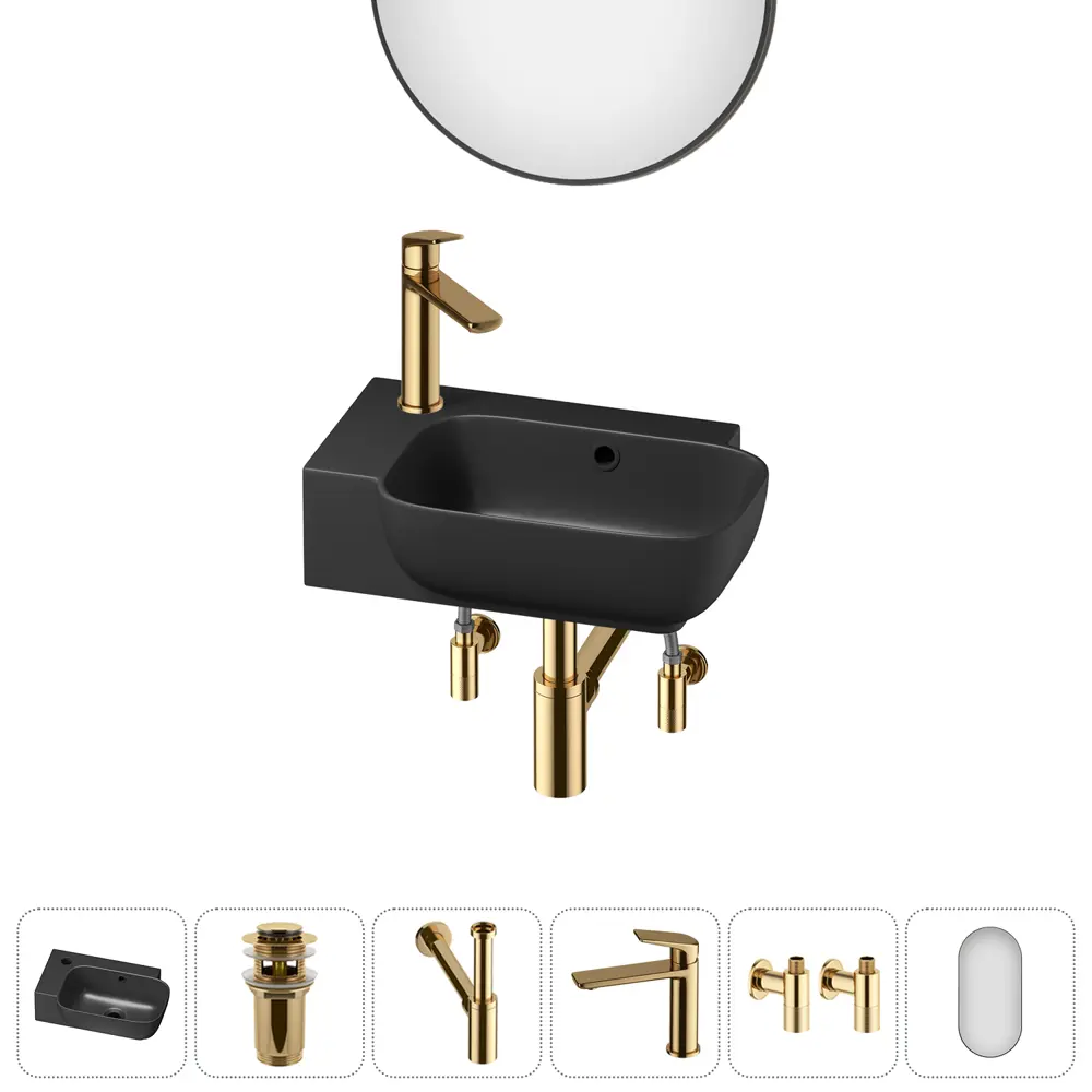 Фото 2 Раковина накладная подвесная Lavinia Boho Bathroom Sink 40x24 20219789R в комплекте для ванной комнаты цвет золото Фото 2 Раковина накладная подвесная Lavinia Boho Bathroom Sink 40x24 20219789R в комплекте для ванной комнаты цвет золото