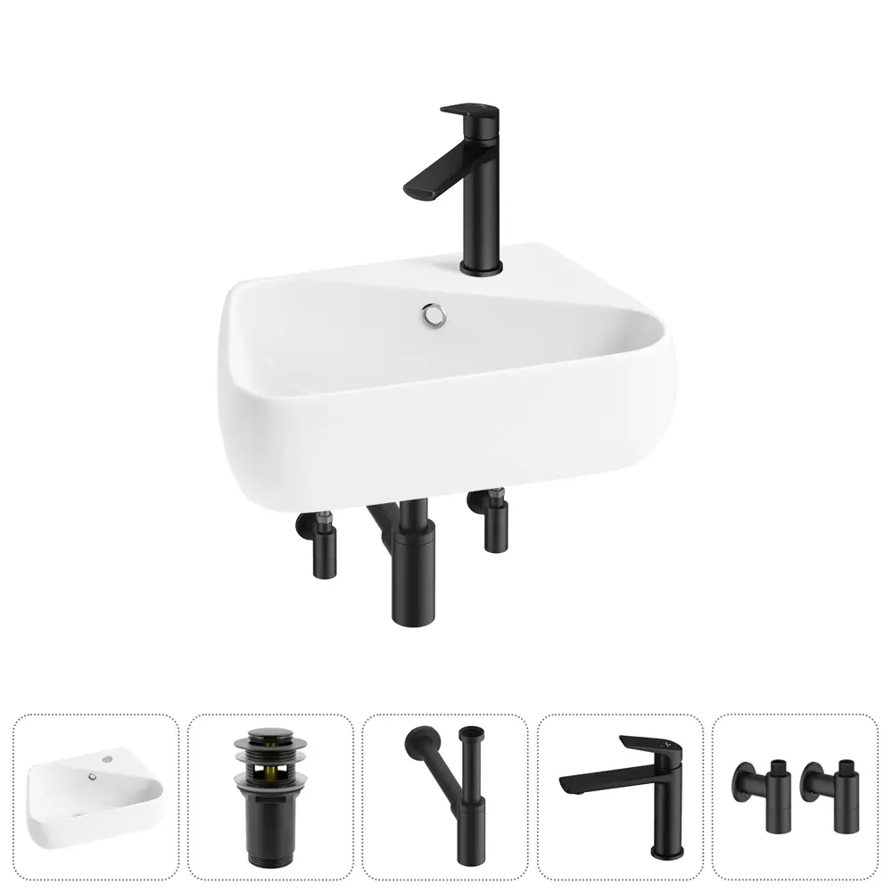 Фото 7 Раковина Lavinia boho bathroom sink 20216622R 44см цвет раковина 5 в 1: донный клапан, сифон, смеситель, вентили