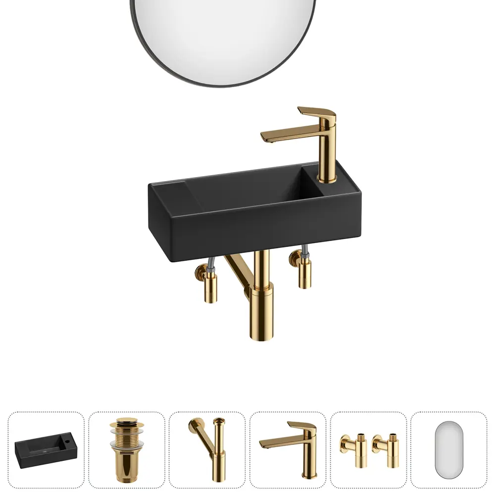 Фото 6 Раковина накладная подвесная Lavinia Boho Bathroom Sink 43x18 20219719R в комплекте для ванной комнаты цвет золото Фото 6 Раковина накладная подвесная Lavinia Boho Bathroom Sink 43x18 20219719R в комплекте для ванной комнаты цвет золото