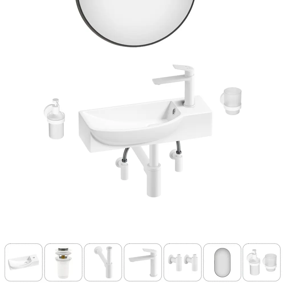 Фото 13 Раковина Lavinia boho bathroom sink 20219674R 50см цвет раковина 7 в 1: донный клапан, сифон, смеситель, вентили, зеркало, аксессуары Фото 13 Раковина Lavinia boho bathroom sink 20219674R 50см цвет раковина 7 в 1: донный клапан, сифон, смеситель, вентили, зеркало, аксессуары