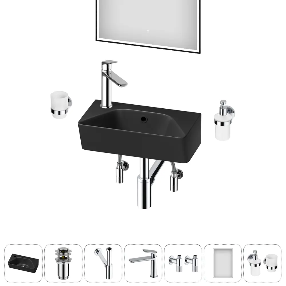 Фото 7 Раковина накладная подвесная Lavinia Boho Bathroom Sink 40x22 20219818R в комплекте для ванной комнаты цвет хром Фото 7 Раковина накладная подвесная Lavinia Boho Bathroom Sink 40x22 20219818R в комплекте для ванной комнаты цвет хром
