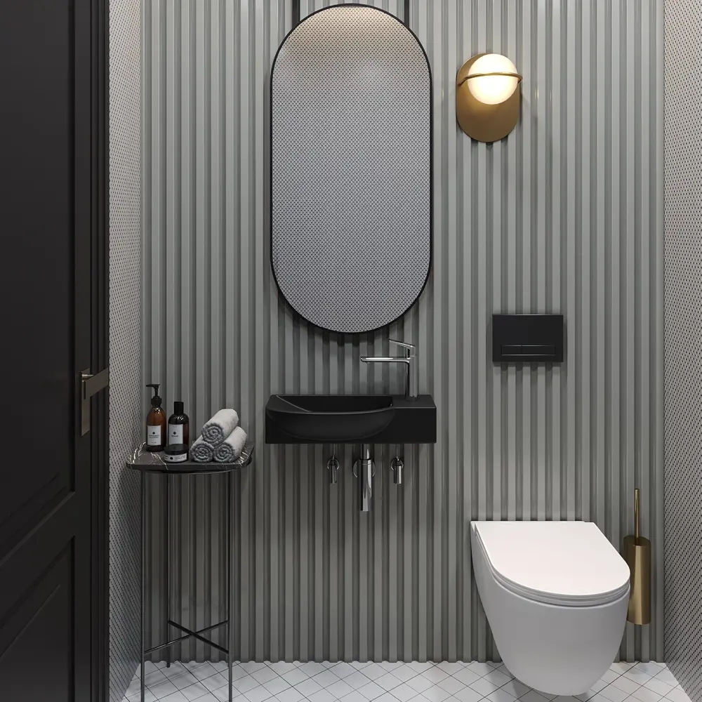 Фото 13 Раковина накладная подвесная Lavinia Boho Bathroom Sink 50x24 20219676R в комплекте для ванной комнаты цвет матовый черный