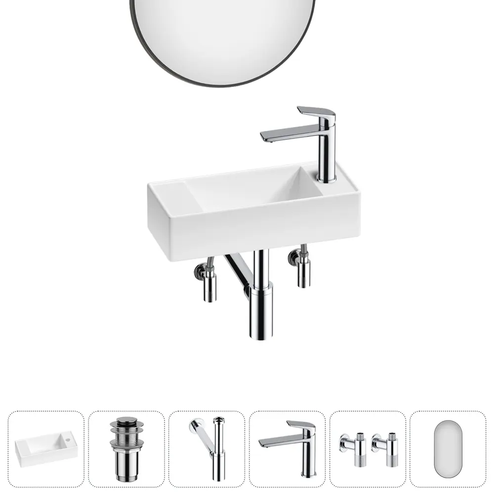 Фото 4 Раковина накладная подвесная Lavinia Boho Bathroom Sink 43x18 20219709R в комплекте для ванной комнаты цвет хром Фото 4 Раковина накладная подвесная Lavinia Boho Bathroom Sink 43x18 20219709R в комплекте для ванной комнаты цвет хром