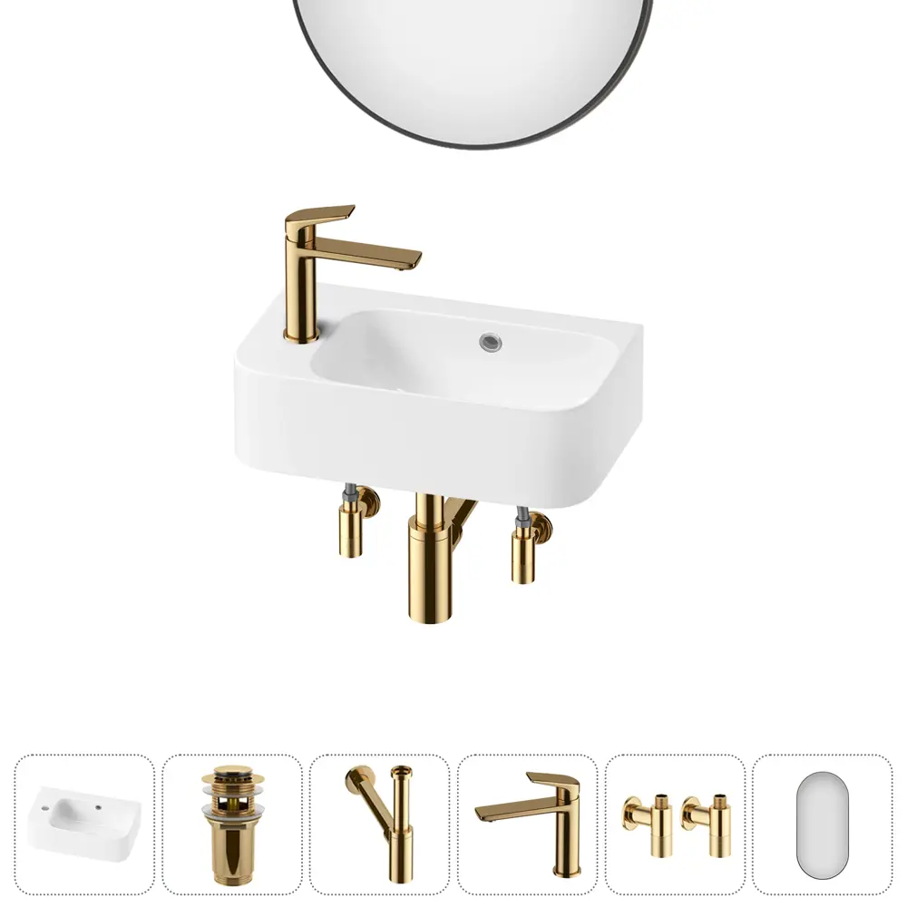 Фото 4 Раковина накладная подвесная Lavinia Boho Bathroom Sink 45x27 20219823R в комплекте для ванной комнаты цвет золото Фото 4 Раковина накладная подвесная Lavinia Boho Bathroom Sink 45x27 20219823R в комплекте для ванной комнаты цвет золото