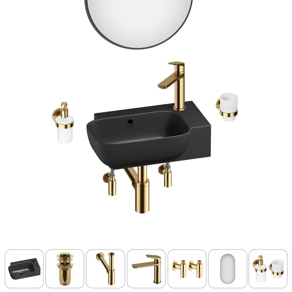 Фото 5 Раковина накладная подвесная Lavinia Boho Bathroom Sink 40x24 20219778R в комплекте для ванной комнаты цвет золото Фото 5 Раковина накладная подвесная Lavinia Boho Bathroom Sink 40x24 20219778R в комплекте для ванной комнаты цвет золото