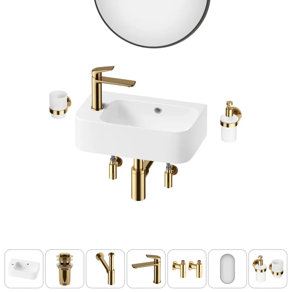 Фото 5 Раковина накладная подвесная Lavinia Boho Bathroom Sink 45x27 20219827R в комплекте для ванной комнаты цвет золото Фото 5 Раковина накладная подвесная Lavinia Boho Bathroom Sink 45x27 20219827R в комплекте для ванной комнаты цвет золото