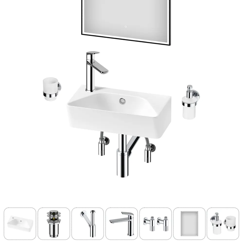 Фото 13 Раковина накладная подвесная Lavinia Boho Bathroom Sink 40x22 20219811R в комплекте для ванной комнаты цвет хром Фото 13 Раковина накладная подвесная Lavinia Boho Bathroom Sink 40x22 20219811R в комплекте для ванной комнаты цвет хром