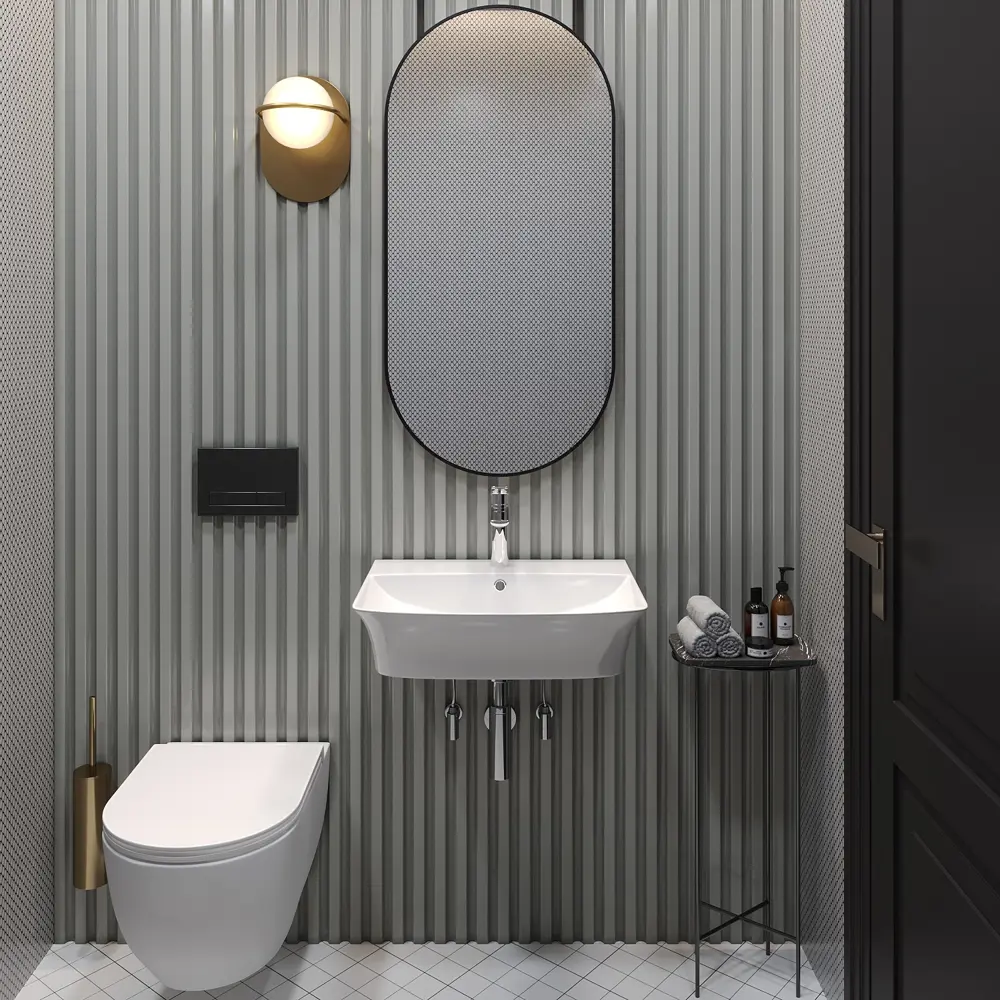 Фото 2 Раковина накладная подвесная Lavinia Boho Bathroom Sink 55x42 20219980R в комплекте для ванной комнаты цвет матовый черный Фото 2 Раковина накладная подвесная Lavinia Boho Bathroom Sink 55x42 20219980R в комплекте для ванной комнаты цвет матовый черный