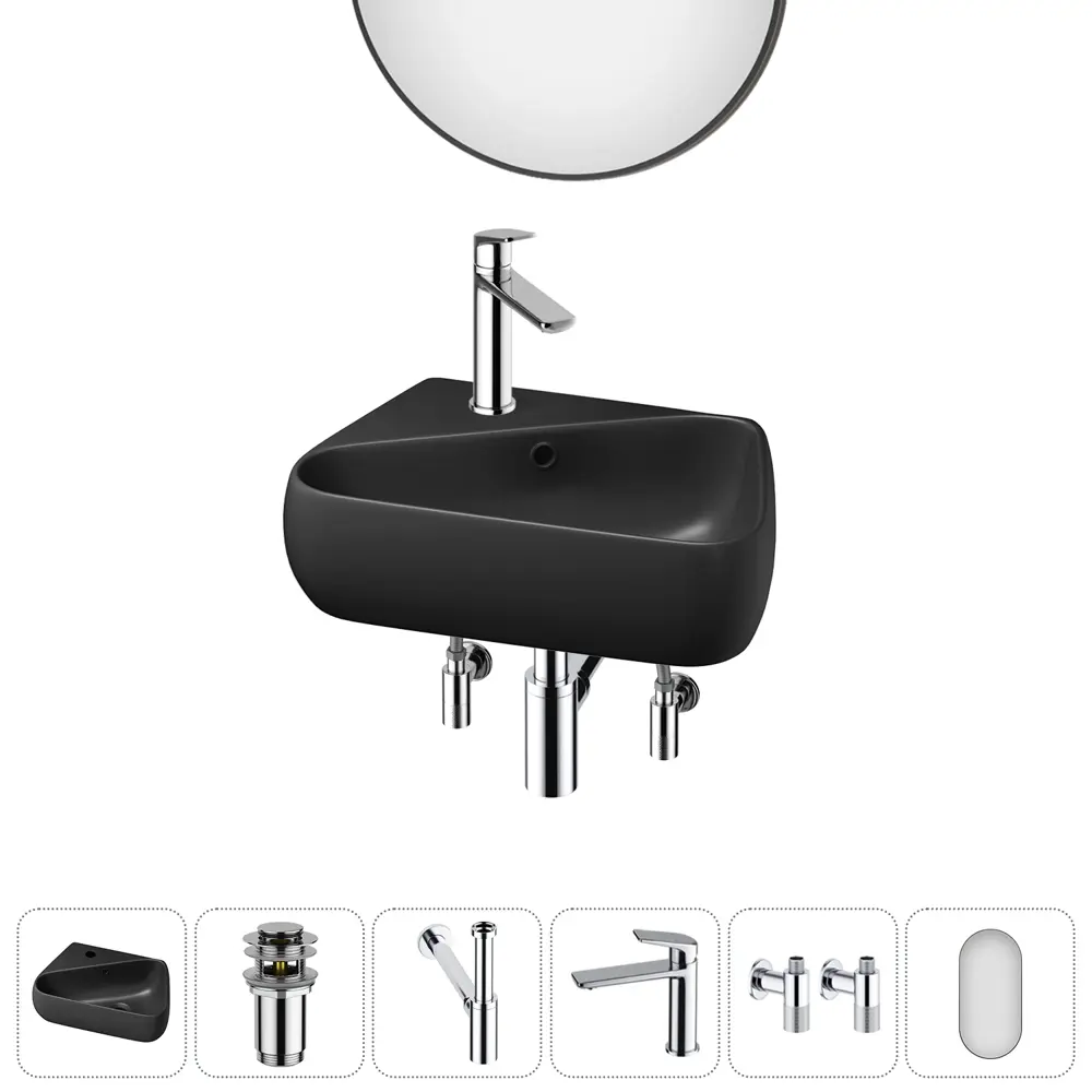 Фото 2 Раковина накладная подвесная Lavinia Boho Bathroom Sink 44x27 20219885R в комплекте для ванной комнаты цвет хром Фото 2 Раковина накладная подвесная Lavinia Boho Bathroom Sink 44x27 20219885R в комплекте для ванной комнаты цвет хром