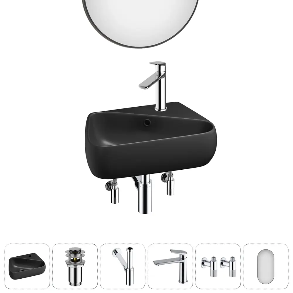 Фото 8 Раковина накладная подвесная Lavinia Boho Bathroom Sink 44x27 20219899R в комплекте для ванной комнаты цвет хром Фото 8 Раковина накладная подвесная Lavinia Boho Bathroom Sink 44x27 20219899R в комплекте для ванной комнаты цвет хром