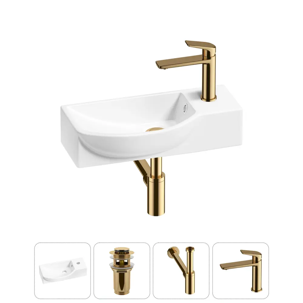 Фото 10 Раковина Lavinia boho bathroom sink 20216115R 45см цвет раковина 4 в 1: донный клапан, сифон, смеситель