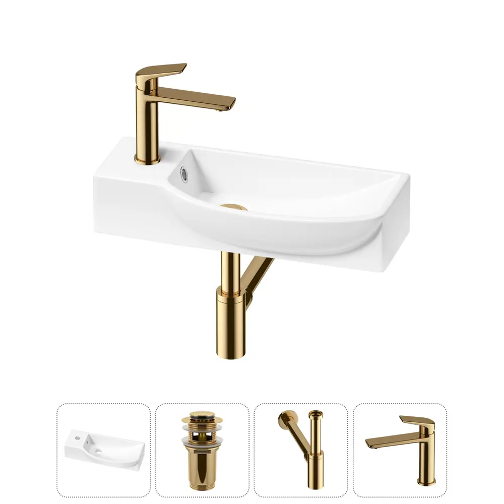 Фото 8 Раковина Lavinia boho bathroom sink 20216143R 50см цвет раковина 4 в 1: донный клапан, сифон, смеситель