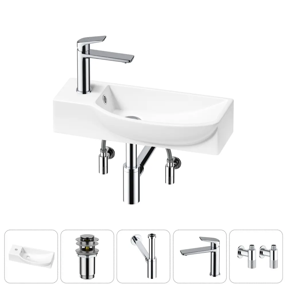 Фото Раковина Lavinia boho bathroom sink 20216145R 50см цвет раковина 5 в 1: донный клапан, сифон, смеситель, вентили Фото Раковина Lavinia boho bathroom sink 20216145R 50см цвет раковина 5 в 1: донный клапан, сифон, смеситель, вентили