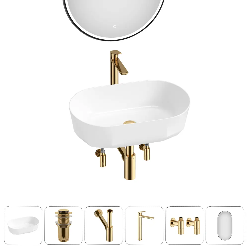 Фото 2 Раковина Lavinia boho bathroom sink 20219491R 55см цвет раковина 6 в 1: донный клапан, сифон, смеситель, вентили, зеркало Фото 2 Раковина Lavinia boho bathroom sink 20219491R 55см цвет раковина 6 в 1: донный клапан, сифон, смеситель, вентили, зеркало