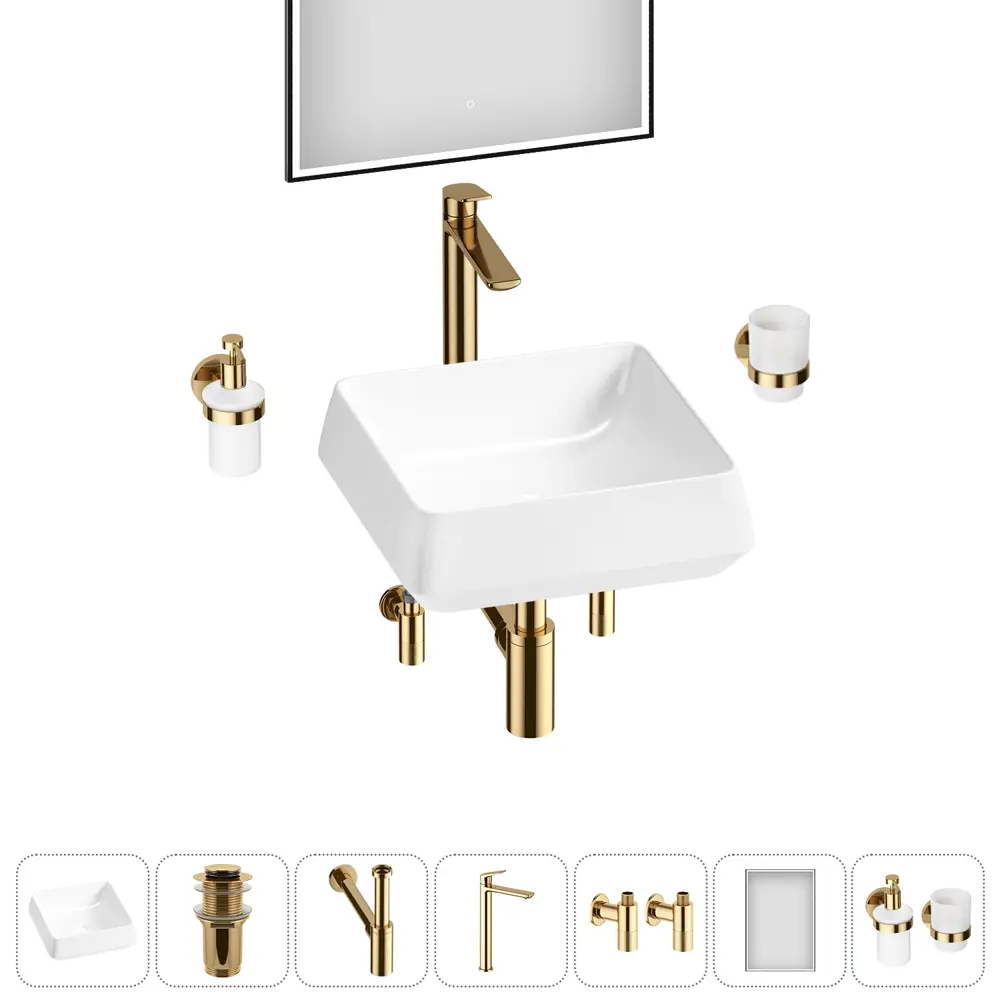 Фото 12 Раковина Lavinia boho bathroom sink 20219431R 38см цвет раковина 7 в 1: донный клапан, сифон, смеситель, вентили, зеркало, аксессуары Фото 12 Раковина Lavinia boho bathroom sink 20219431R 38см цвет раковина 7 в 1: донный клапан, сифон, смеситель, вентили, зеркало, аксессуары