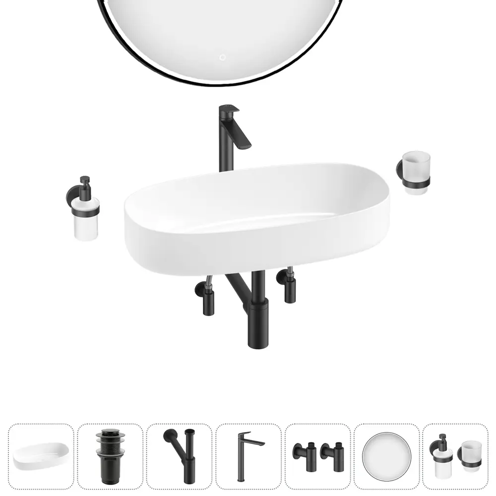 Фото 7 Раковина Lavinia boho bathroom sink 20219510R 68см цвет раковина 7 в 1: донный клапан, сифон, смеситель, вентили, зеркало, аксессуары Фото 7 Раковина Lavinia boho bathroom sink 20219510R 68см цвет раковина 7 в 1: донный клапан, сифон, смеситель, вентили, зеркало, аксессуары