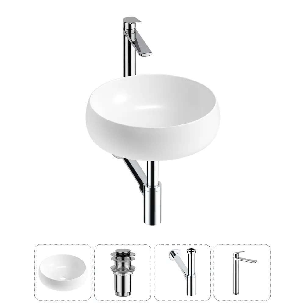 Фото Раковина накладная для ванной Lavinia Boho Bathroom Sink 36x36 20215039R с донным клапаном, сифоном и смесителем цвет хром Фото Раковина накладная для ванной Lavinia Boho Bathroom Sink 36x36 20215039R с донным клапаном, сифоном и смесителем цвет хром