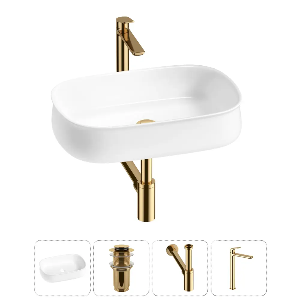 Фото 12 Раковина накладная для ванной Lavinia Boho Bathroom Sink 55x40 20215470R с донным клапаном, сифоном и смесителем цвет золото Фото 12 Раковина накладная для ванной Lavinia Boho Bathroom Sink 55x40 20215470R с донным клапаном, сифоном и смесителем цвет золото