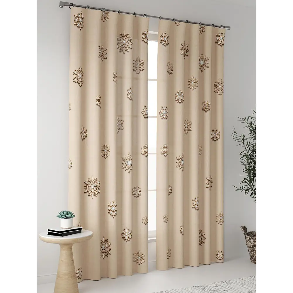 Фото 4 Комплект штор At home Базовая коллекция AT932018 на шторной ленте 280x150 см цвет бежевый Фото 4 Комплект штор At home Базовая коллекция AT932018 на шторной ленте 280x150 см цвет бежевый