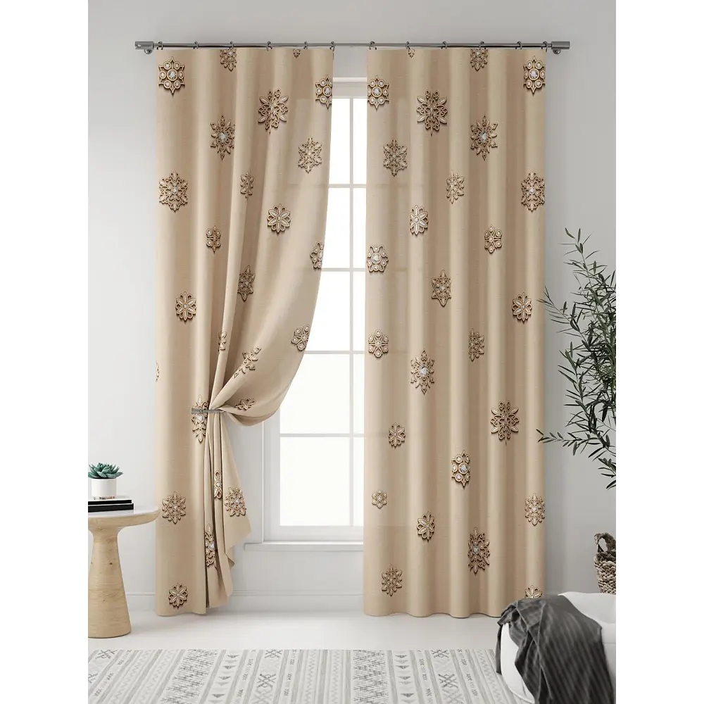 Фото 3 Комплект штор At home Базовая коллекция AT932018 на шторной ленте 280x150 см цвет бежевый Фото 3 Комплект штор At home Базовая коллекция AT932018 на шторной ленте 280x150 см цвет бежевый