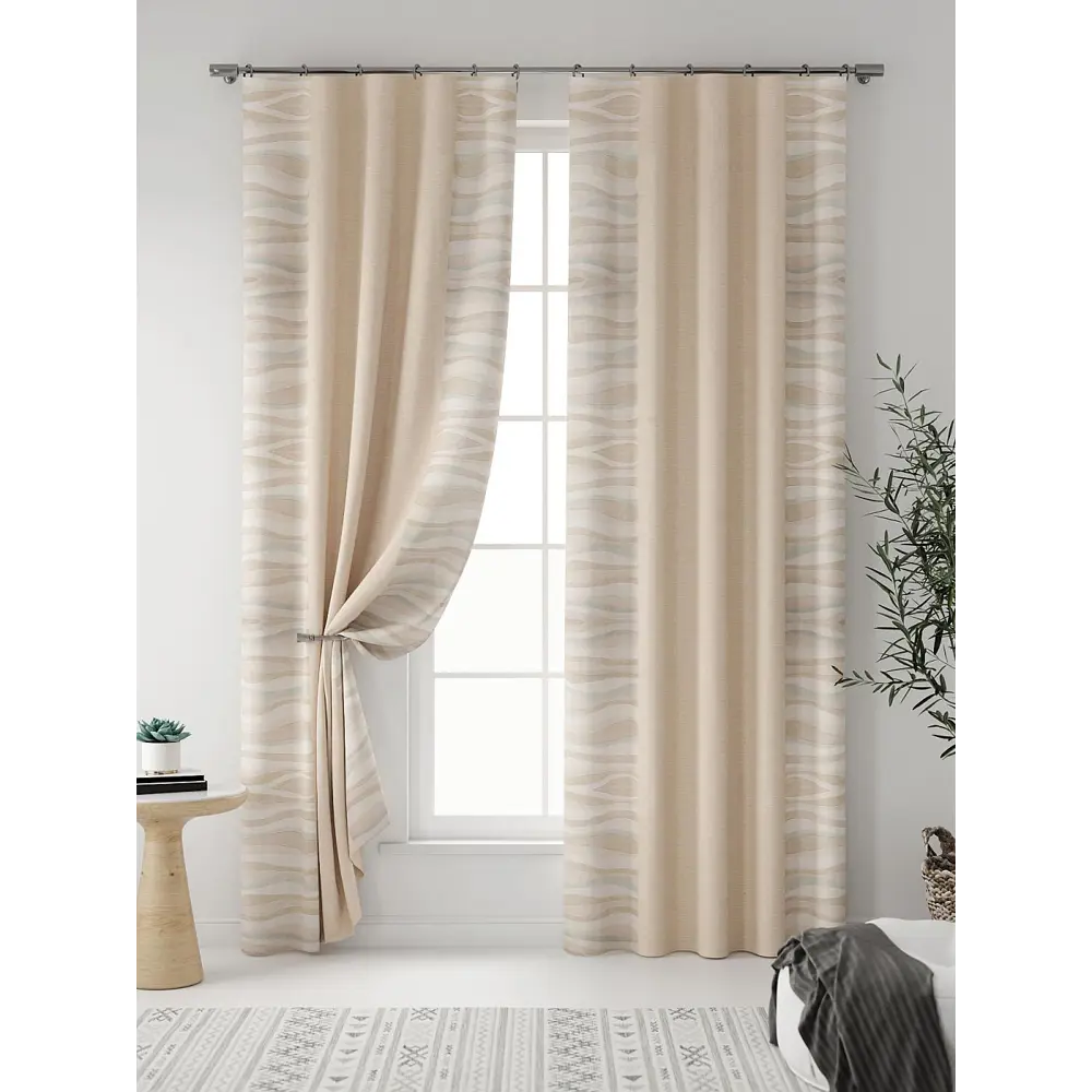 Фото 2 Комплект штор At home Базовая коллекция AT937158 на шторной ленте 280x150 см цвет бежевый Фото 2 Комплект штор At home Базовая коллекция AT937158 на шторной ленте 280x150 см цвет бежевый