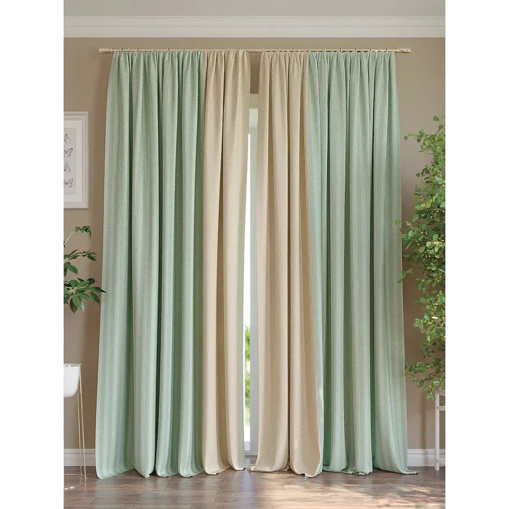 Фото 4 Комплект штор At home Базовая коллекция AT980571 на шторной ленте 280x220 см цвет бежевый Фото 4 Комплект штор At home Базовая коллекция AT980571 на шторной ленте 280x220 см цвет бежевый