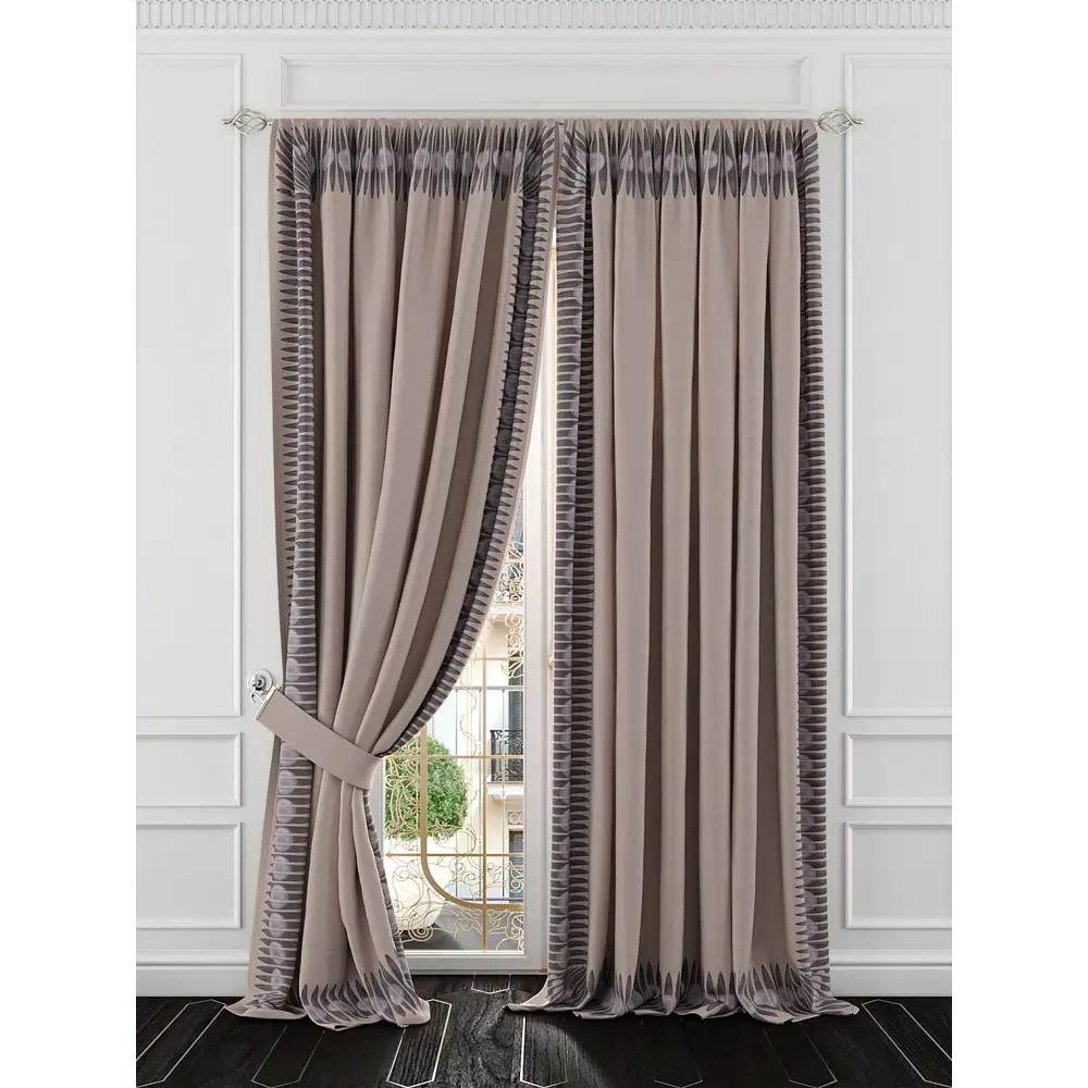 Фото 4 Комплект штор At home Базовая коллекция AT980362 на шторной ленте 280x220 см цвет коричневый Фото 4 Комплект штор At home Базовая коллекция AT980362 на шторной ленте 280x220 см цвет коричневый