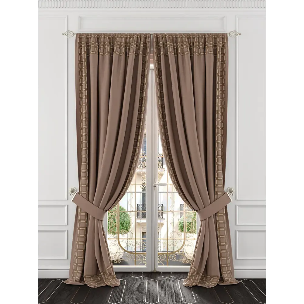 Фото 2 Комплект штор At home Базовая коллекция AT980357 на шторной ленте 280x220 см цвет коричневый Фото 2 Комплект штор At home Базовая коллекция AT980357 на шторной ленте 280x220 см цвет коричневый
