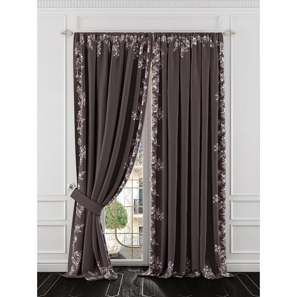 Фото Комплект штор At home Базовая коллекция AT980347 на шторной ленте 280x220 см цвет коричневый Фото Комплект штор At home Базовая коллекция AT980347 на шторной ленте 280x220 см цвет коричневый