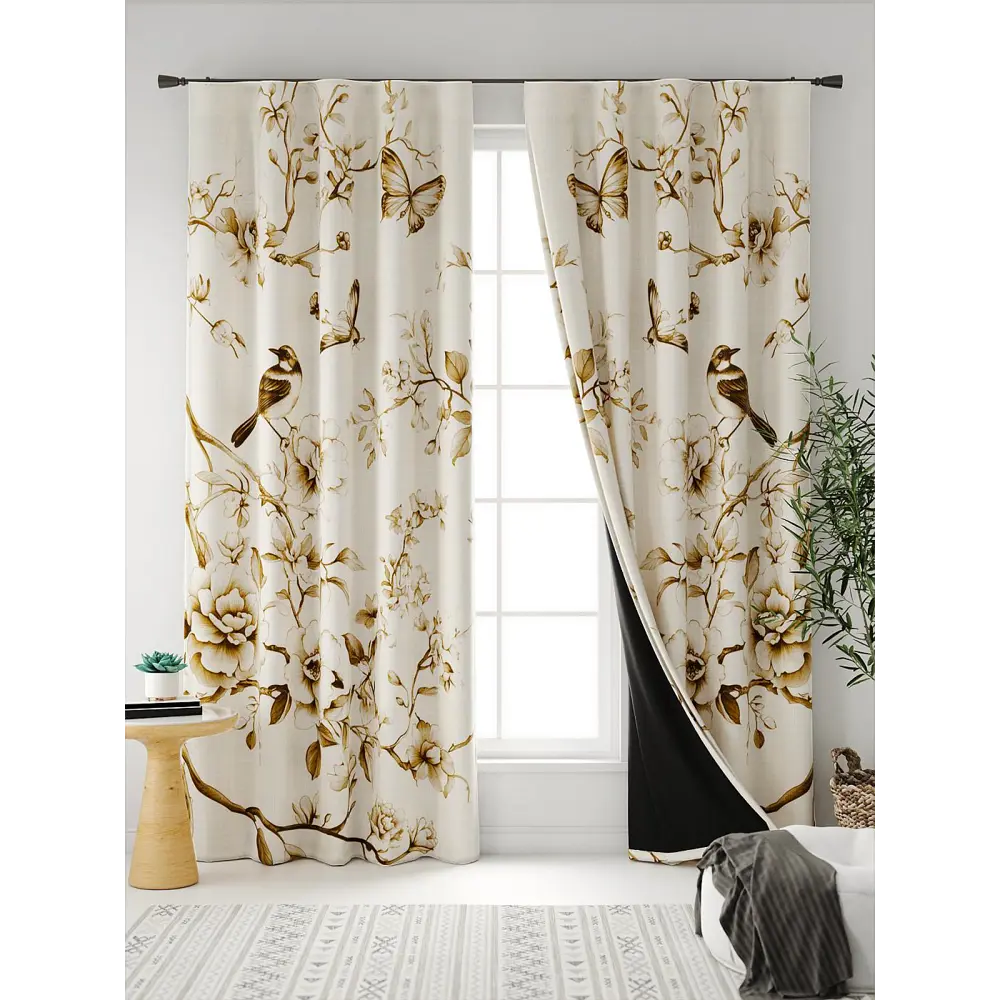 Фото Комплект штор At home Базовая коллекция AT602021 на шторной ленте 240x150 см цвет бежевый