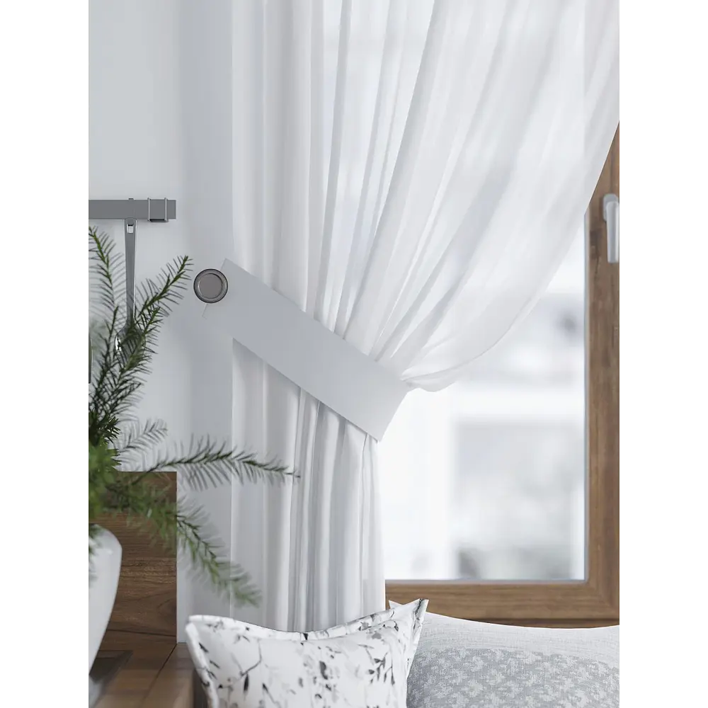 Фото Комплект штор At home Базовая коллекция AT529148 на шторной ленте 180x150 см цвет белый Фото Комплект штор At home Базовая коллекция AT529148 на шторной ленте 180x150 см цвет белый