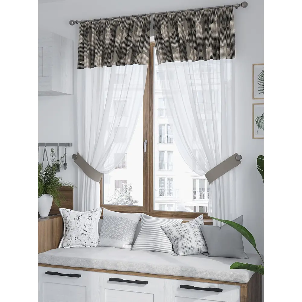 Фото 2 Комплект штор At home Базовая коллекция AT529288 на шторной ленте 180x150 см цвет серый