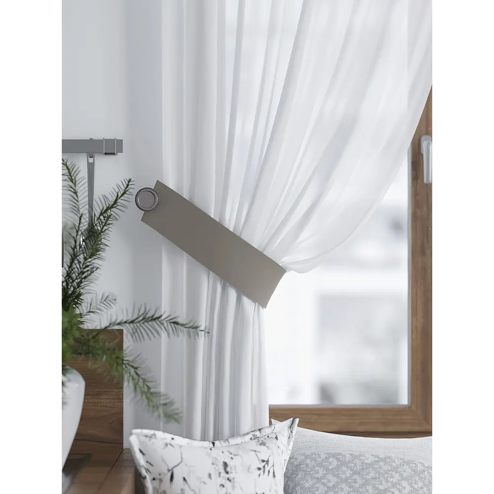 Фото Комплект штор At home Базовая коллекция AT529288 на шторной ленте 180x150 см цвет серый