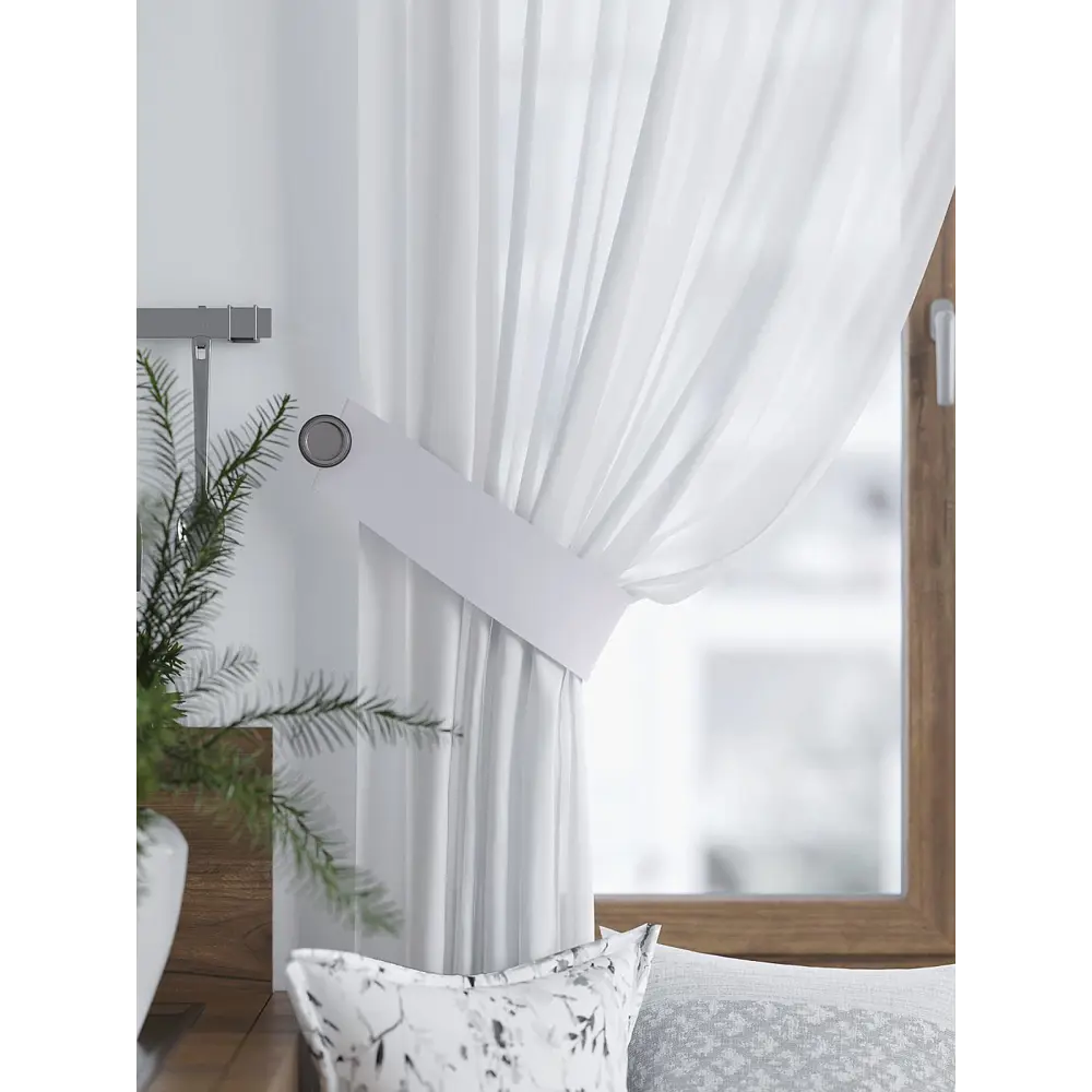 Фото Комплект штор At home Базовая коллекция AT529249 на шторной ленте 180x150 см цвет белый